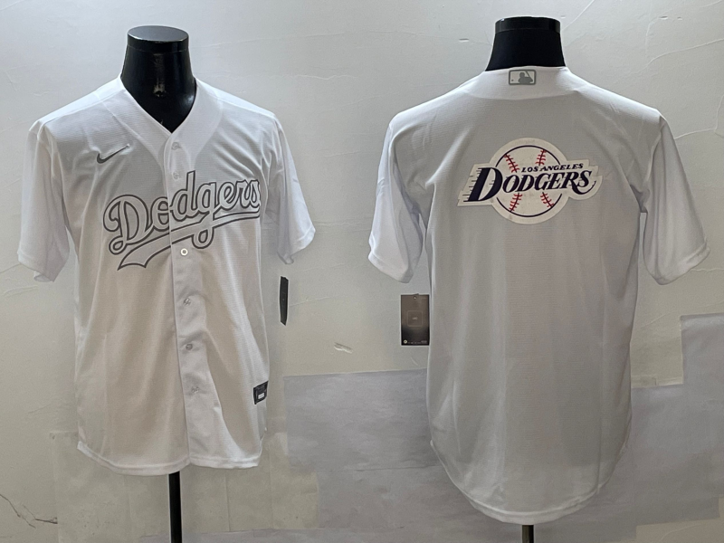 Men's Los Angeles Dodgers Team Big Logo White Cool Base Stitched Baseball Jersey 1