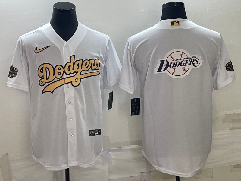 Men's Los Angeles Dodgers White Team Big Logo Cool Base Stitched Baseball Jerseys