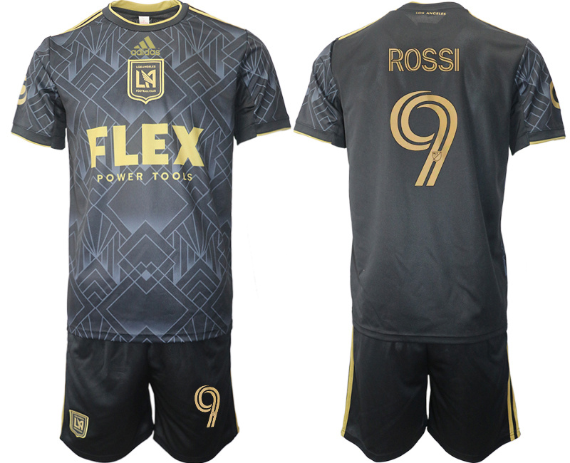 Men's Los Angeles Football Club #9 Rossi Black Soccer Jersey Suit Men's Los Angeles Football Club #9 Rossi Black Soccer Jersey Suit