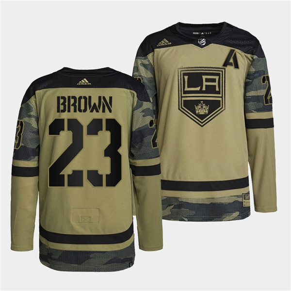 Men's Los Angeles Kings #23 Dustin Brown 2022 Camo Military Appreciation Night Stitched Jersey Men's Los Angeles Kings #23 Dustin Brown 2022 Camo Military Appreciation Night Stitched Jersey