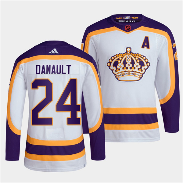 Men's Los Angeles Kings #24 Phillip Danault White 2022 Reverse Retro Stitched Jersey Men's Los Angeles Kings #24 Phillip Danault White 2022 Reverse Retro Stitched Jersey