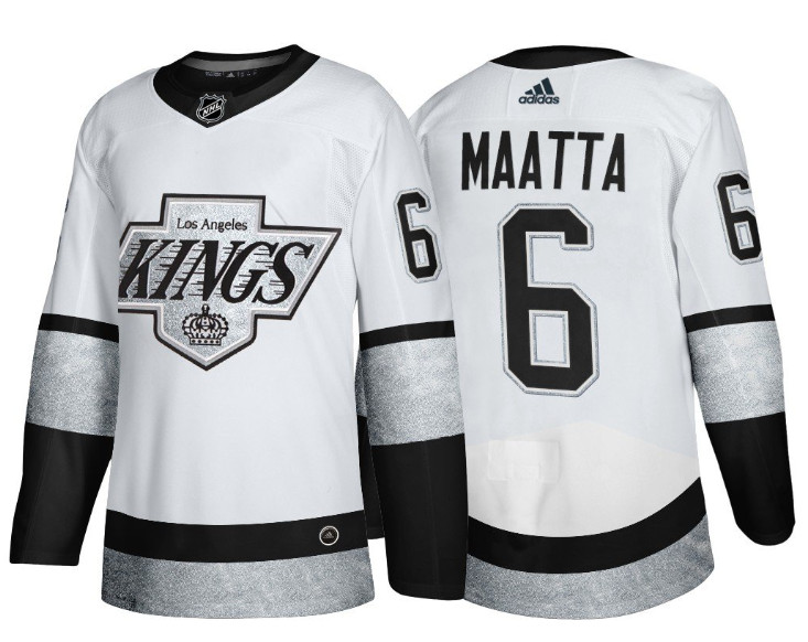 Men's Los Angeles Kings #6 Olli Maatta White Throwback Stitched Jersey Men's Los Angeles Kings #6 Olli Maatta White Throwback Stitched Jersey