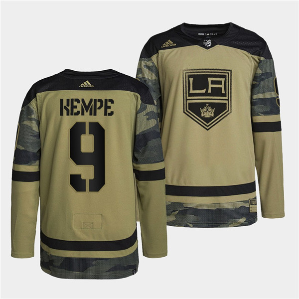 Men's Los Angeles Kings #9 Adrian Kempe 2022 Camo Military Appreciation Night Stitched Jersey Men's Los Angeles Kings #9 Adrian Kempe 2022 Camo Military Appreciation Night Stitched Jersey