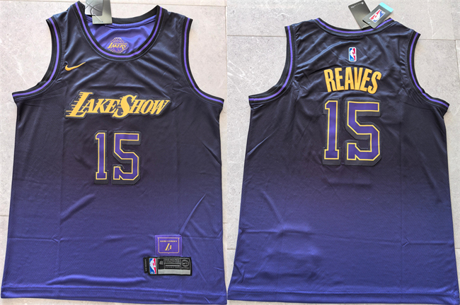 Men's Los Angeles Lakers #15 Austin Reaves Purple 2024 City Edition Stitched Basketball Jersey Men's Los Angeles Lakers #15 Austin Reaves Purple 2024 City Edition Stitched Basketball Jersey