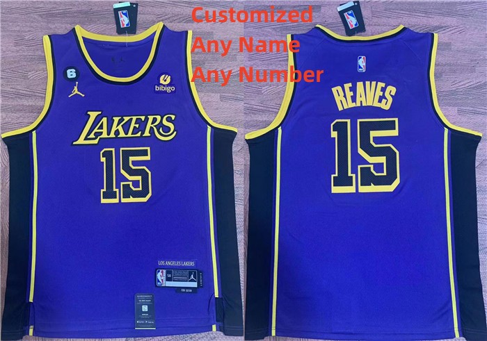 Men's Customized Los Angeles Lakers Purple With NO.6 Patch Stitched Basketball Jersey Men's Customized Los Angeles Lakers Purple With NO.6 Patch Stitched Basketball Jersey