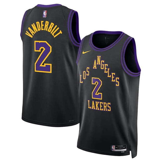 Men's Los Angeles Lakers #2 Jarred Vanderbilt Black 2025 26 City Edition Stitched Basketball Jersey Men's Los Angeles Lakers #2 Jarred Vanderbilt Black 2025 26 City Edition Stitched Basketball Jersey