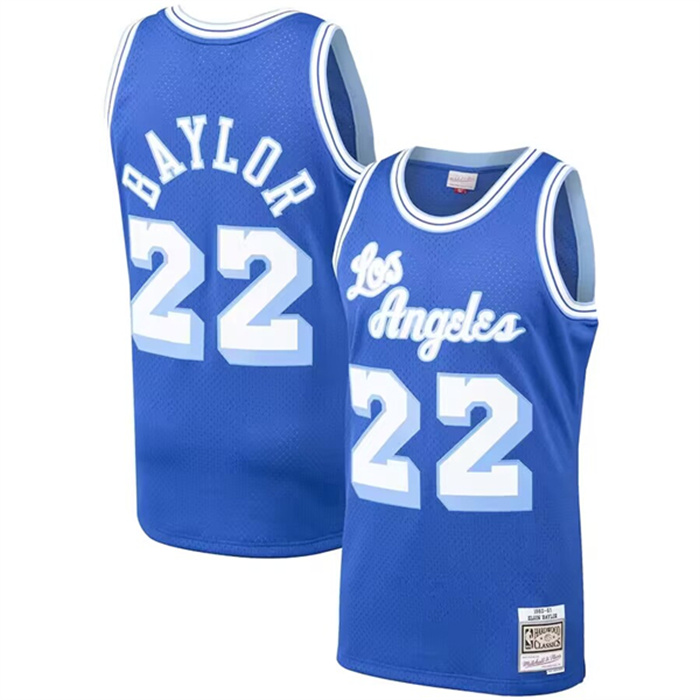 Men's Los Angeles Lakers #22 Elgin Baylor Mitchell & Ness Royal 1960-61 Hardwood Classics Swingman Basketball Jersey Men's Los Angeles Lakers #22 Elgin Baylor Mitchell & Ness Royal 1960-61 Hardwood Classics Swingman Basketball Jersey