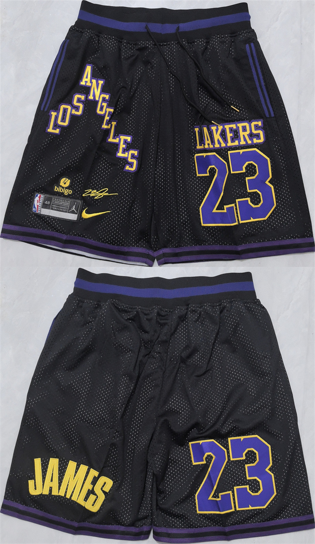 Men's Los Angeles Lakers #23 LeBron James Black 2025 Shorts (Run Small) Men's Los Angeles Lakers #23 LeBron James Black 2025 Shorts (Run Small)