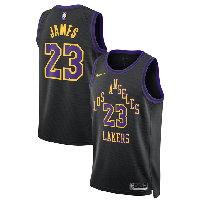 Men's Los Angeles Lakers #23 LeBron James LeBron James Black 2025 26 City Edition Stitched Basketball Jersey Men's Los Angeles Lakers #23 LeBron James LeBron James Black 2025 26 City Edition Stitched Basketball Jersey