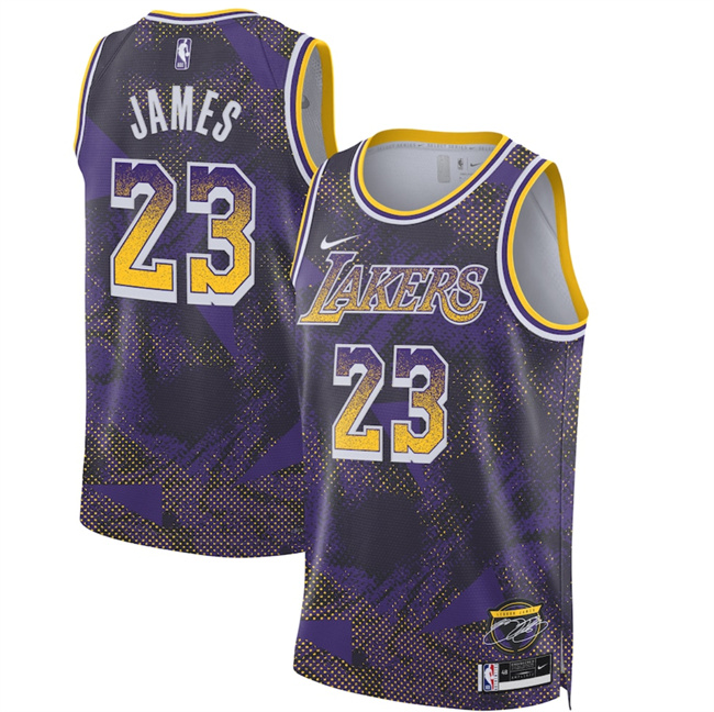 Men's Los Angeles Lakers #23 LeBron James Purple 2025 Select Series Swingman Stitched Basketball Jersey Men's Los Angeles Lakers #23 LeBron James Purple 2025 Select Series Swingman Stitched Basketball Jersey