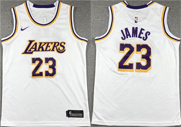 Men's Los Angeles Lakers #23 LeBron James White Stitched Basketball Jersey Men's Los Angeles Lakers #23 LeBron James White Stitched Basketball Jersey