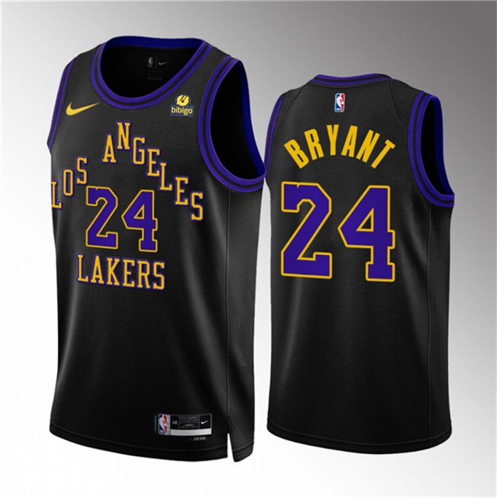 Men's Los Angeles Lakers #24 Kobe Bryant Black 2023 24 City Edition Stitched Basketball Jersey Men's Los Angeles Lakers #24 Kobe Bryant Black 2023 24 City Edition Stitched Basketball Jersey