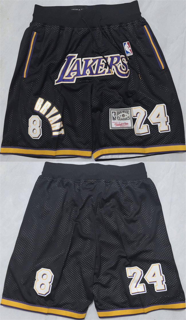 Men's Los Angeles Lakers #24 Kobe Bryant Black Shorts (Run Small) Men's Los Angeles Lakers #24 Kobe Bryant Black Shorts (Run Small)