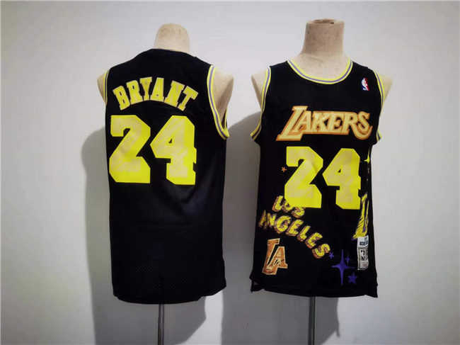 Men's Los Angeles Lakers #24 Kobe Bryant Black Throwback Basketball Jersey Men's Los Angeles Lakers #24 Kobe Bryant Black Throwback Basketball Jersey