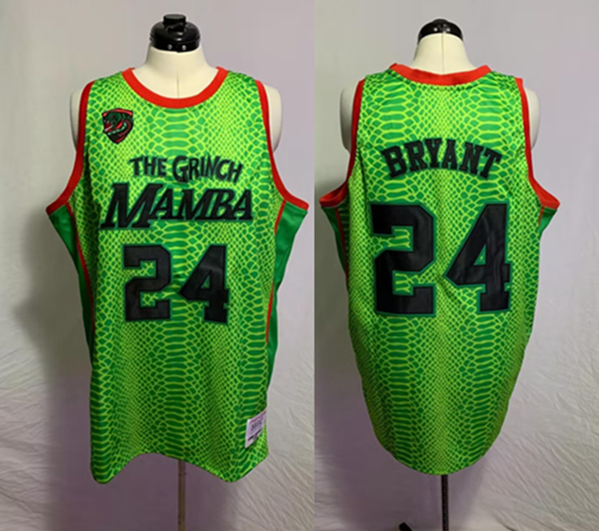 Men's Los Angeles Lakers #24 Kobe Bryant Green Black Mamba Stitched Basketball Jersey Men's Los Angeles Lakers #24 Kobe Bryant Green Black Mamba Stitched Basketball Jersey