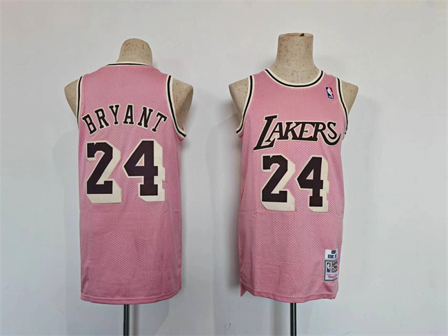 Men's Los Angeles Lakers #24 Kobe Bryant Pink Throwback Basketball Jersey Men's Los Angeles Lakers #24 Kobe Bryant Pink Throwback Basketball Jersey