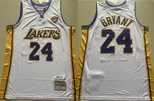 Men's Los Angeles Lakers #24 Kobe Bryant White 2009-10 Stitched Basketball Jersey Men's Los Angeles Lakers #24 Kobe Bryant White 2009-10 Stitched Basketball Jersey