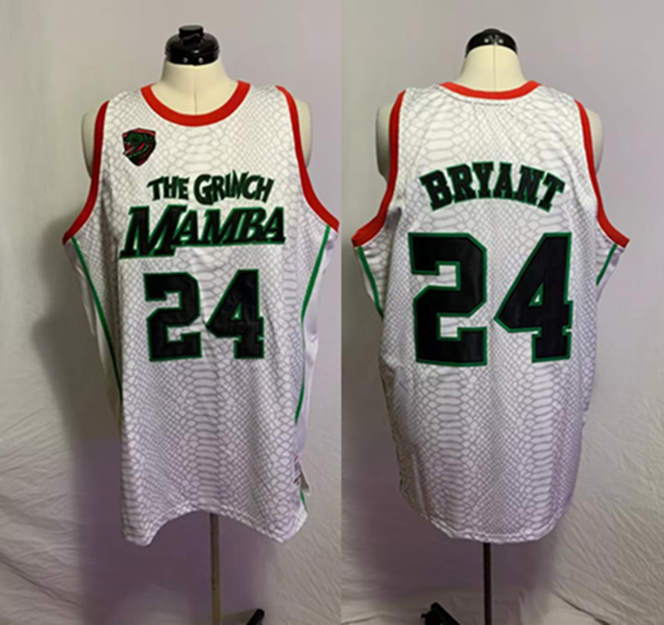 Men's Los Angeles Lakers #24 Kobe Bryant White Black Mamba Stitched Basketball Jersey Men's Los Angeles Lakers #24 Kobe Bryant White Black Mamba Stitched Basketball Jersey