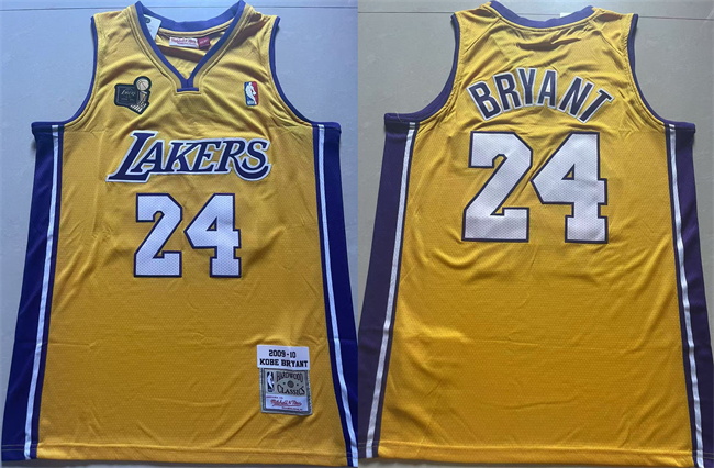 Men's Los Angeles Lakers #24 Kobe Bryant Yellow 2009-10 Stitched Basketball Jersey