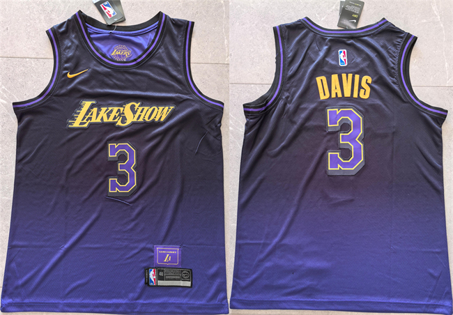 Men's Los Angeles Lakers #3 Anthony Davis Purple 2024 City Edition Stitched Basketball Jersey Men's Los Angeles Lakers #3 Anthony Davis Purple 2024 City Edition Stitched Basketball Jersey