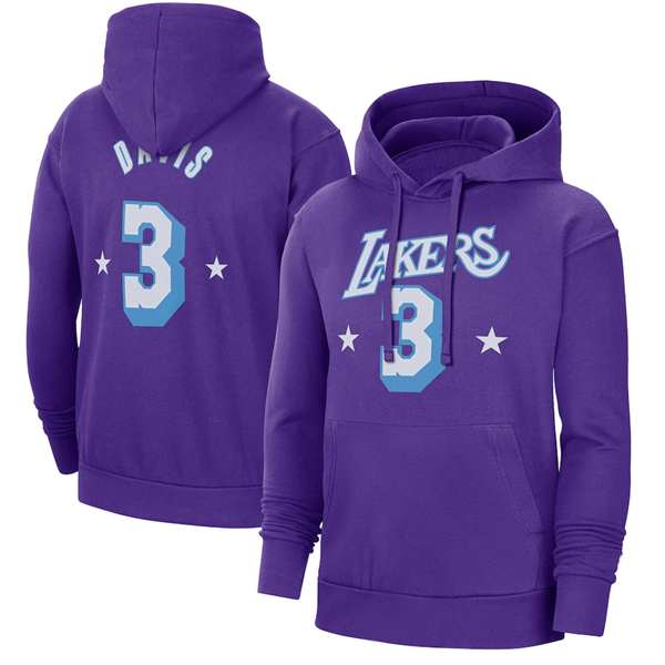 Men's Los Angeles Lakers #3 Anthony Davis Purple Pullover Hoodie Men's Los Angeles Lakers #3 Anthony Davis Purple Pullover Hoodie