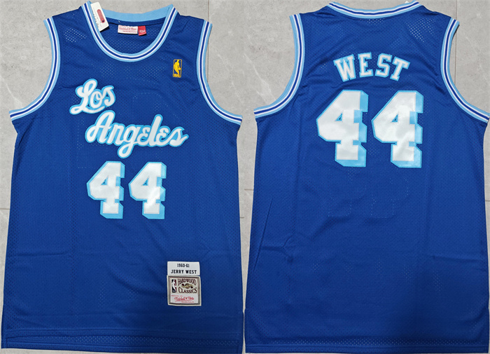 Men's Los Angeles Lakers #44 Jerry West Blue Throwback Basketball Jersey1 Men's Los Angeles Lakers #44 Jerry West Blue Throwback Basketball Jersey1