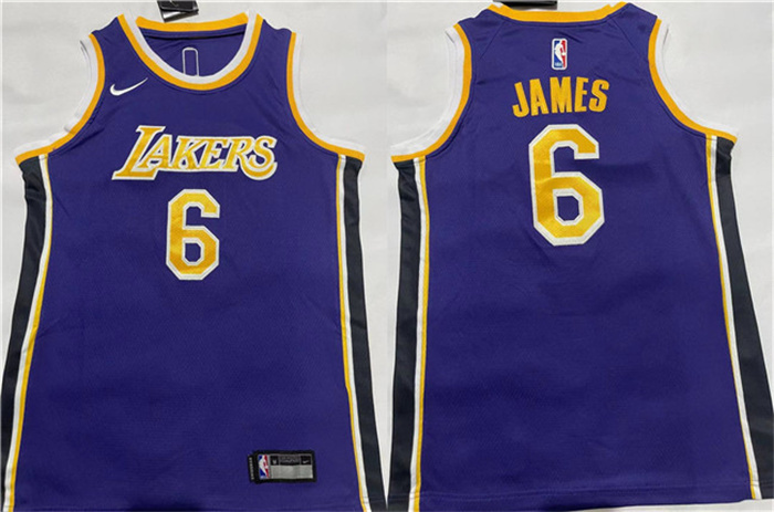Men's Los Angeles Lakers #6 LeBron James Purple Stitched Basketball Jersey Men's Los Angeles Lakers #6 LeBron James Purple Stitched Basketball Jersey