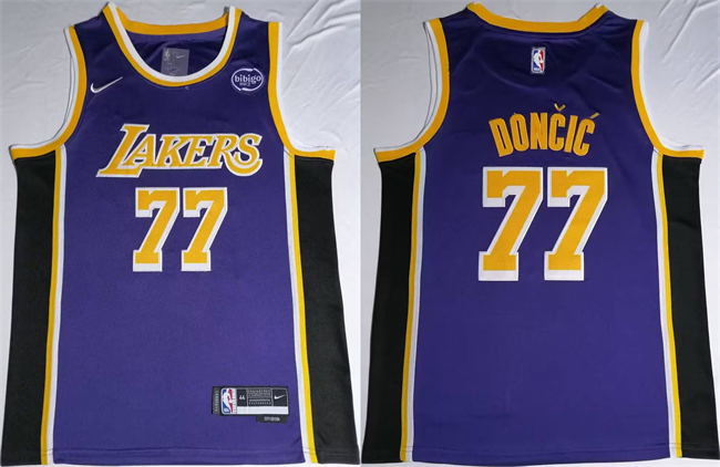 Men's Los Angeles Lakers #77 Luka Doncic Puple 2024 25 Stitched Basketball Jersey Men's Los Angeles Lakers #77 Luka Doncic Puple 2024 25 Stitched Basketball Jersey