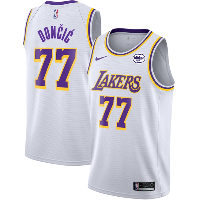 Men's Los Angeles Lakers #77 Luka Doncic White 2025 Association Edition Stitched Basketball Jersey Men's Los Angeles Lakers #77 Luka Doncic White 2025 Association Edition Stitched Basketball Jersey