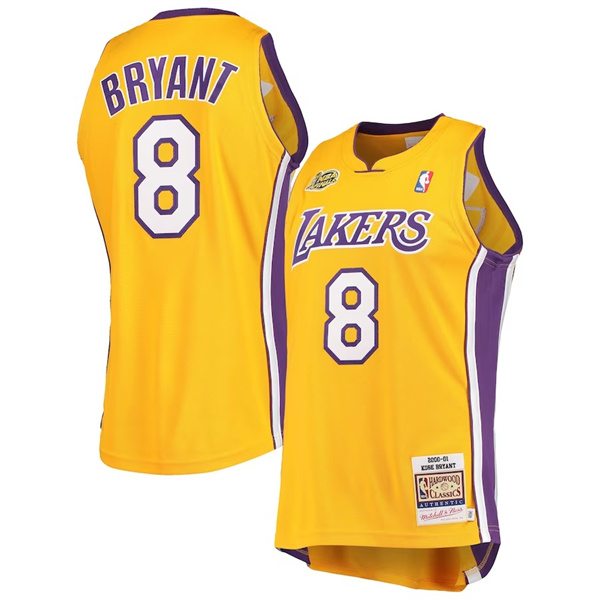Men's Los Angeles Lakers #8 Kobe Bryant Gold Throwback Stitched Basketball Jersey Men's Los Angeles Lakers #8 Kobe Bryant Gold Throwback Stitched Basketball Jersey
