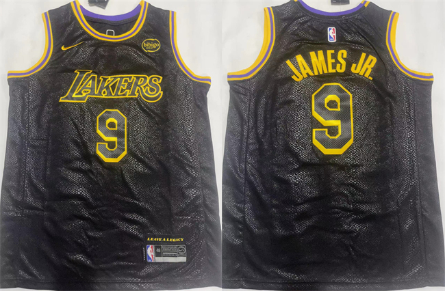 Men's Los Angeles Lakers #9 Bronny James Jr. Black 2024 Draft Stitched Basketball JerseyS Men's Los Angeles Lakers #9 Bronny James Jr. Black 2024 Draft Stitched Basketball JerseyS