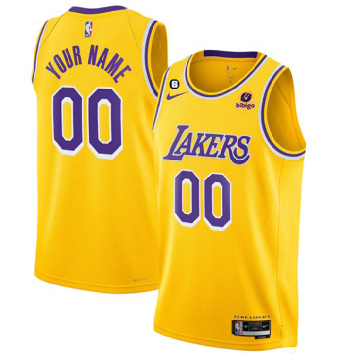 Men's Los Angeles Lakers Active Player Cutom 2022-23 Yellow No.6 Patch Stitched Basketball Jersey Men's Los Angeles Lakers Active Player Cutom 2022-23 Yellow No.6 Patch Stitched Basketball Jersey