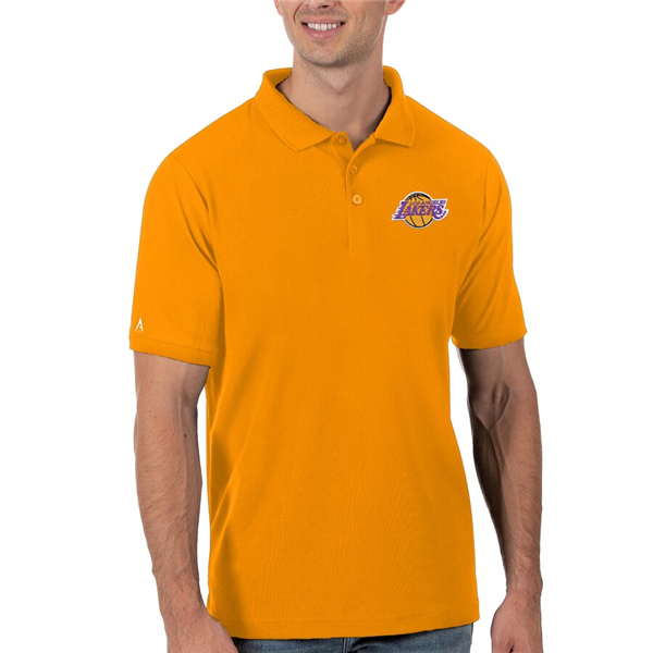 Men's Los Angeles Lakers Antigua Gold Legacy Pique Polo Men's Los Angeles Lakers Antigua Gold Legacy Pique Polo