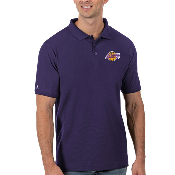 Men's Los Angeles Lakers Antigua Purple Legacy Pique Polo Men's Los Angeles Lakers Antigua Purple Legacy Pique Polo