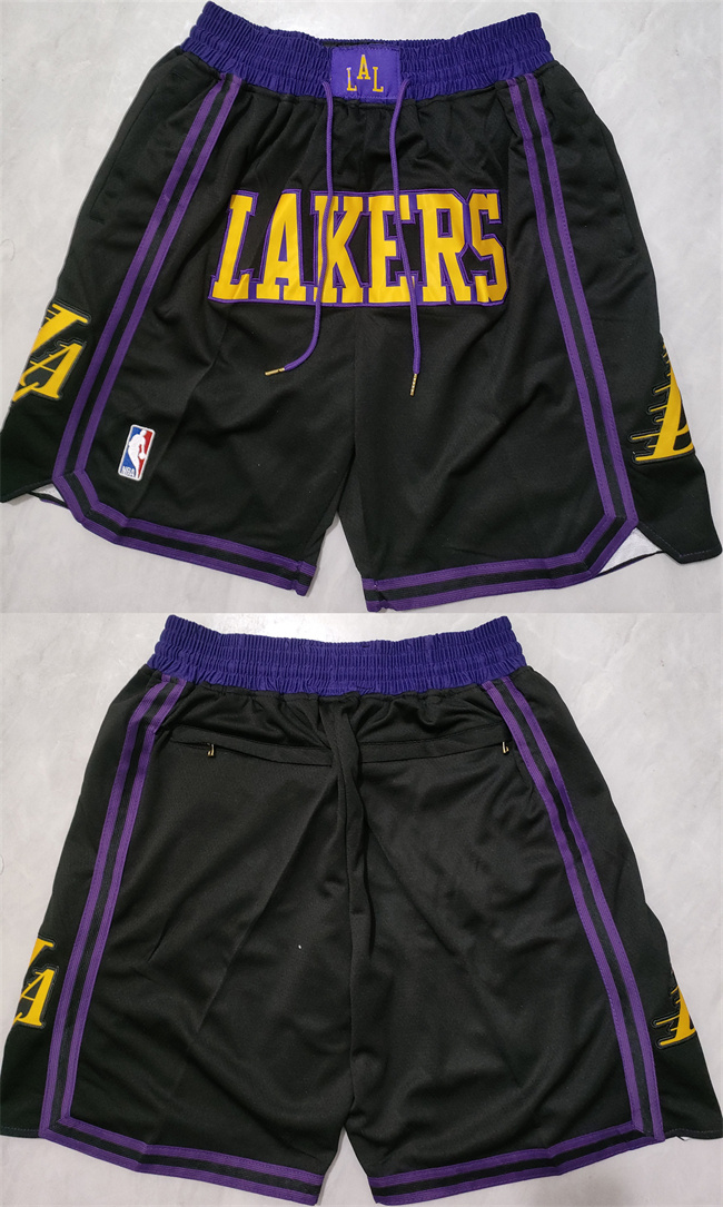 Men's Los Angeles Lakers Black Shorts (Run Small)1 Men's Los Angeles Lakers Black Shorts (Run Small)1