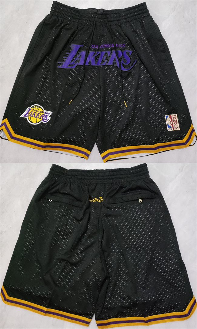 Men's Los Angeles Lakers Black Shorts (Run Small)12 Men's Los Angeles Lakers Black Shorts (Run Small)12
