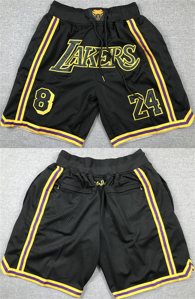 Men's Los Angeles Lakers Black Shorts (Run Small)13 Men's Los Angeles Lakers Black Shorts (Run Small)13