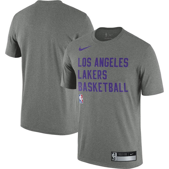 Men's Los Angeles Lakers Heather Gray 2023 24 Sideline Legend Performance Practice T-Shirt