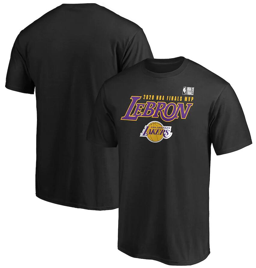 Men's Los Angeles Lakers LeBron James Black 2020 NBA Finals Champions MVP In The Paint T-Shirt