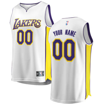 Men's Los Angeles Lakers White Custom Jersey Men's Los Angeles Lakers White Custom Jersey