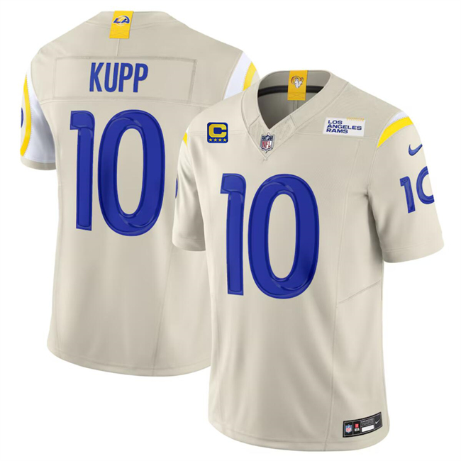 Men's Los Angeles Rams #10 Cooper Kupp Bone 2024 F.U.S.E With 4-Star C Patch Vapor Limited Stitched Jersey Men's Los Angeles Rams #10 Cooper Kupp Bone 2024 F.U.S.E With 4-Star C Patch Vapor Limited Stitched Jersey