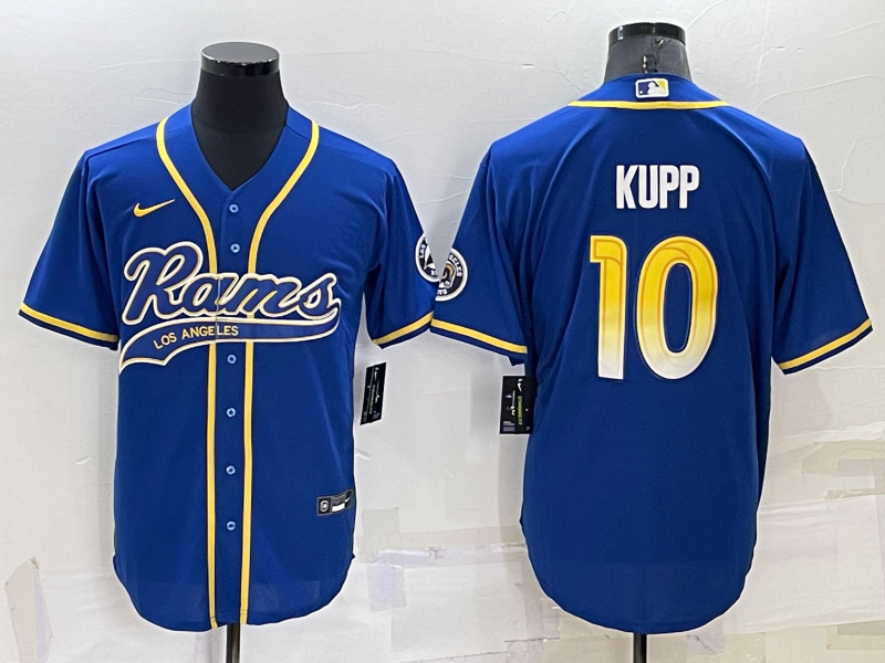 Men's Los Angeles Rams #10 Cooper Kupp Royal Cool Base Stitched Baseball Jersey Men's Los Angeles Rams #10 Cooper Kupp Royal Cool Base Stitched Baseball Jersey