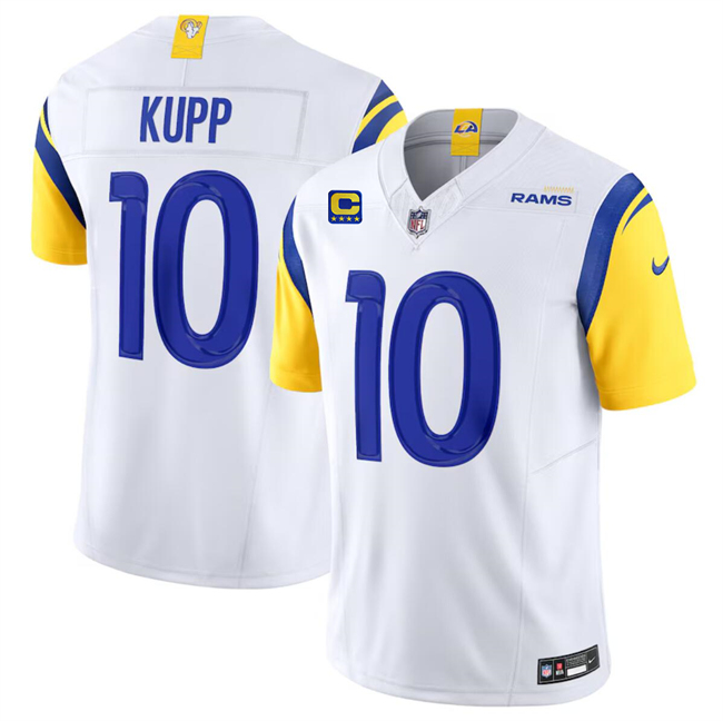 Men's Los Angeles Rams #10 Cooper Kupp White 2024 F.U.S.E With 4-Star C Patch Vapor Untouchable Limited Alternate Stitched Jersey Men's Los Angeles Rams #10 Cooper Kupp White 2024 F.U.S.E With 4-Star C Patch Vapor Untouchable Limited Alternate Stitched Jersey