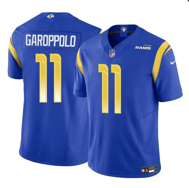 Men's Los Angeles Rams #11 Jimmy Garoppolo Blue 2024 F.U.S.E. Vapor Untouchable Stitched Football Jersey Men's Los Angeles Rams #11 Jimmy Garoppolo Blue 2024 F.U.S.E. Vapor Untouchable Stitched Football Jersey