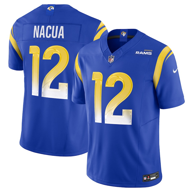 Men's Los Angeles Rams #12 Puka Nacua Blue 2024 F.U.S.E. Vapor Untouchable Stitched Football Jersey Men's Los Angeles Rams #12 Puka Nacua Blue 2024 F.U.S.E. Vapor Untouchable Stitched Football Jersey