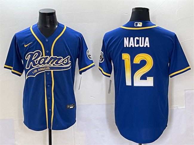 Men's Los Angeles Rams #12 Puka Nacua Royal Cool Base Stitched Baseball Jersey Men's Los Angeles Rams #12 Puka Nacua Royal Cool Base Stitched Baseball Jersey