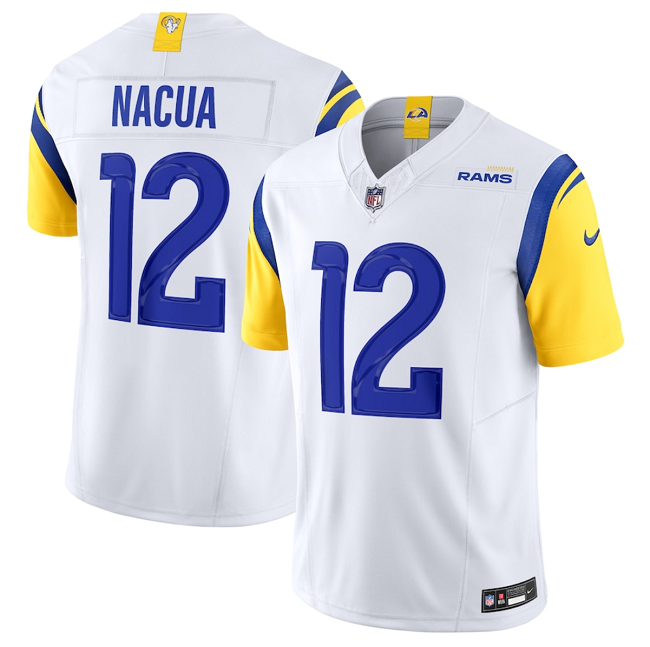 Men's Los Angeles Rams #12 Puka Nacua White 2024 F.U.S.E. Vapor Untouchable Stitched Football Jersey Men's Los Angeles Rams #12 Puka Nacua White 2024 F.U.S.E. Vapor Untouchable Stitched Football Jersey