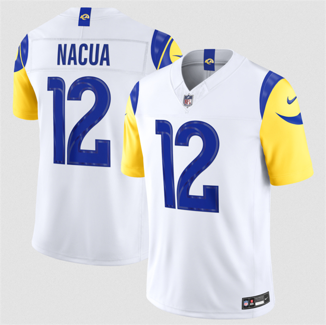 Men's Los Angeles Rams #12 Puka Nacua White 2026 F.U.S.E. Vapor Limited Stitched Football Jersey Men's Los Angeles Rams #12 Puka Nacua White 2026 F.U.S.E. Vapor Limited Stitched Football Jersey