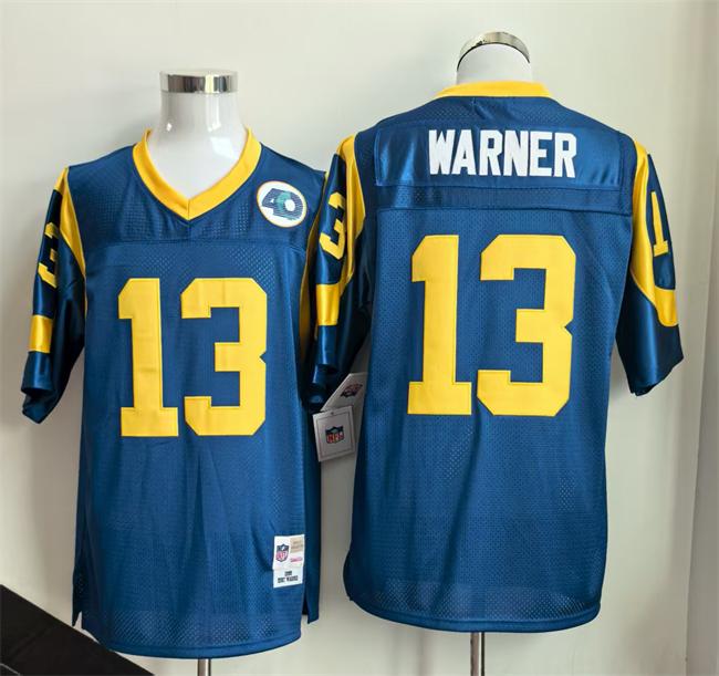 Men's Los Angeles Rams #13 Kurt Warner Royal Throwback Stitched Football Jersey Men's Los Angeles Rams #13 Kurt Warner Royal Throwback Stitched Football Jersey