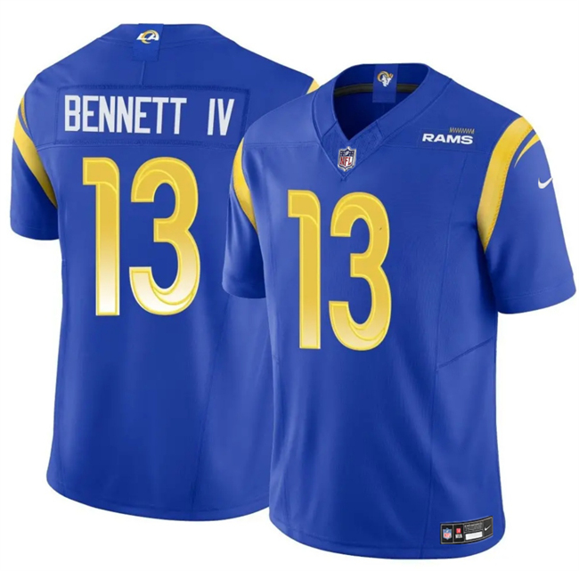 Men's Los Angeles Rams #13 Stetson Bennett IV Blue 2024 F.U.S.E. Vapor Untouchable Stitched Football Jersey Men's Los Angeles Rams #13 Stetson Bennett IV Blue 2024 F.U.S.E. Vapor Untouchable Stitched Football Jersey